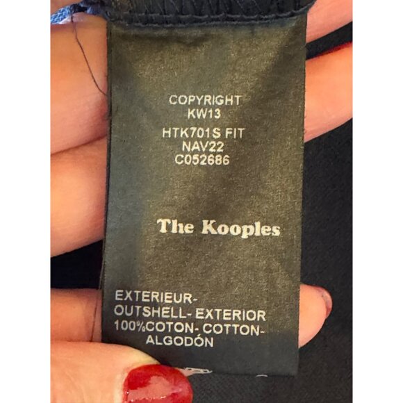 The Kooples Shirt Men XS Blue Cotton‎ Pique Logo Fitted Officer Collar Polo - Picture 11 of 12